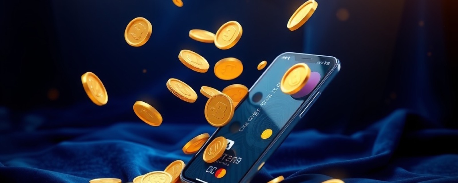 Diwa Ace Payment Guide artwork with glossy cards, gold chips and cobalt lighting